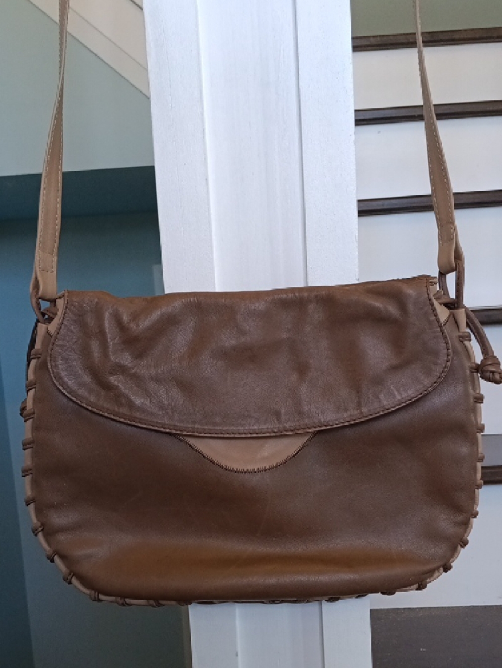 & Vintage Diva Italy Brown Leather Shoulder Crossbody Bag